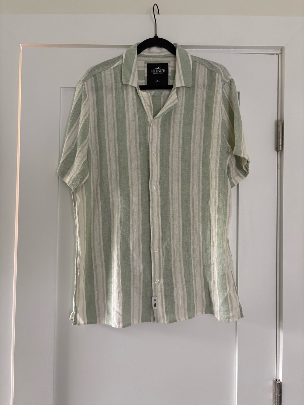 Hollister Men's Striped Cotton Linen Shirt Size Medium